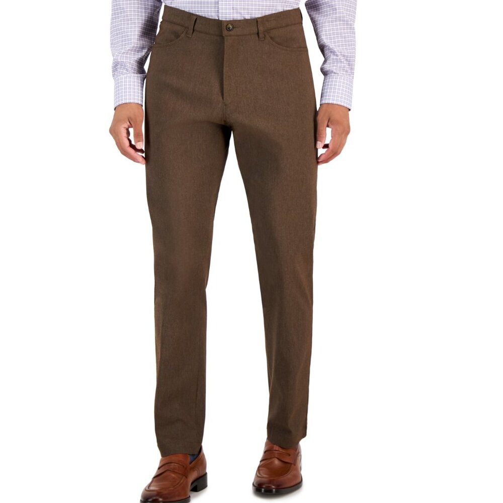 Tommy Hilfiger Men's TH Flex Modern Fit Four-Pocket Twill Pants Med Brown B4HP